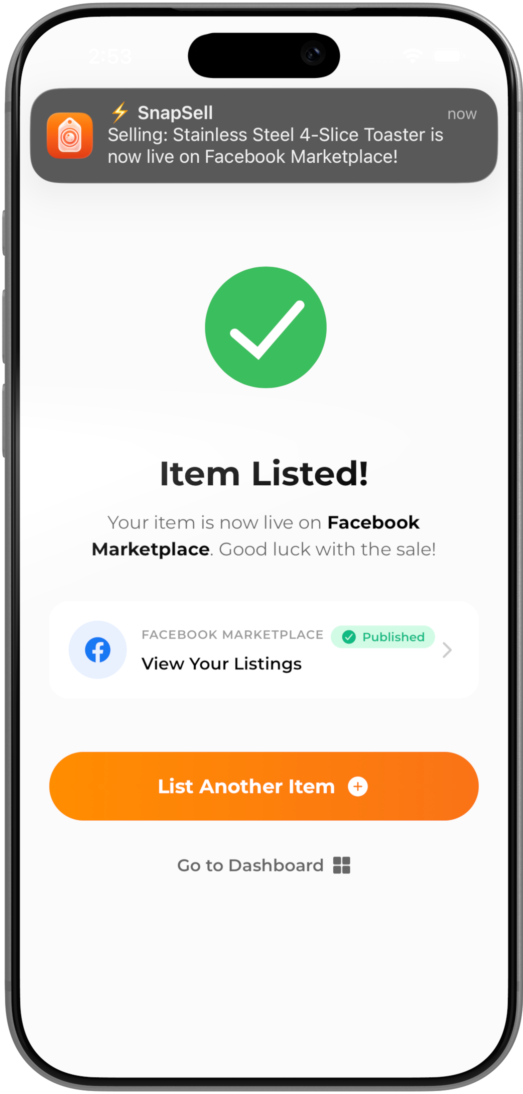 Step 3 — Published with one tap
